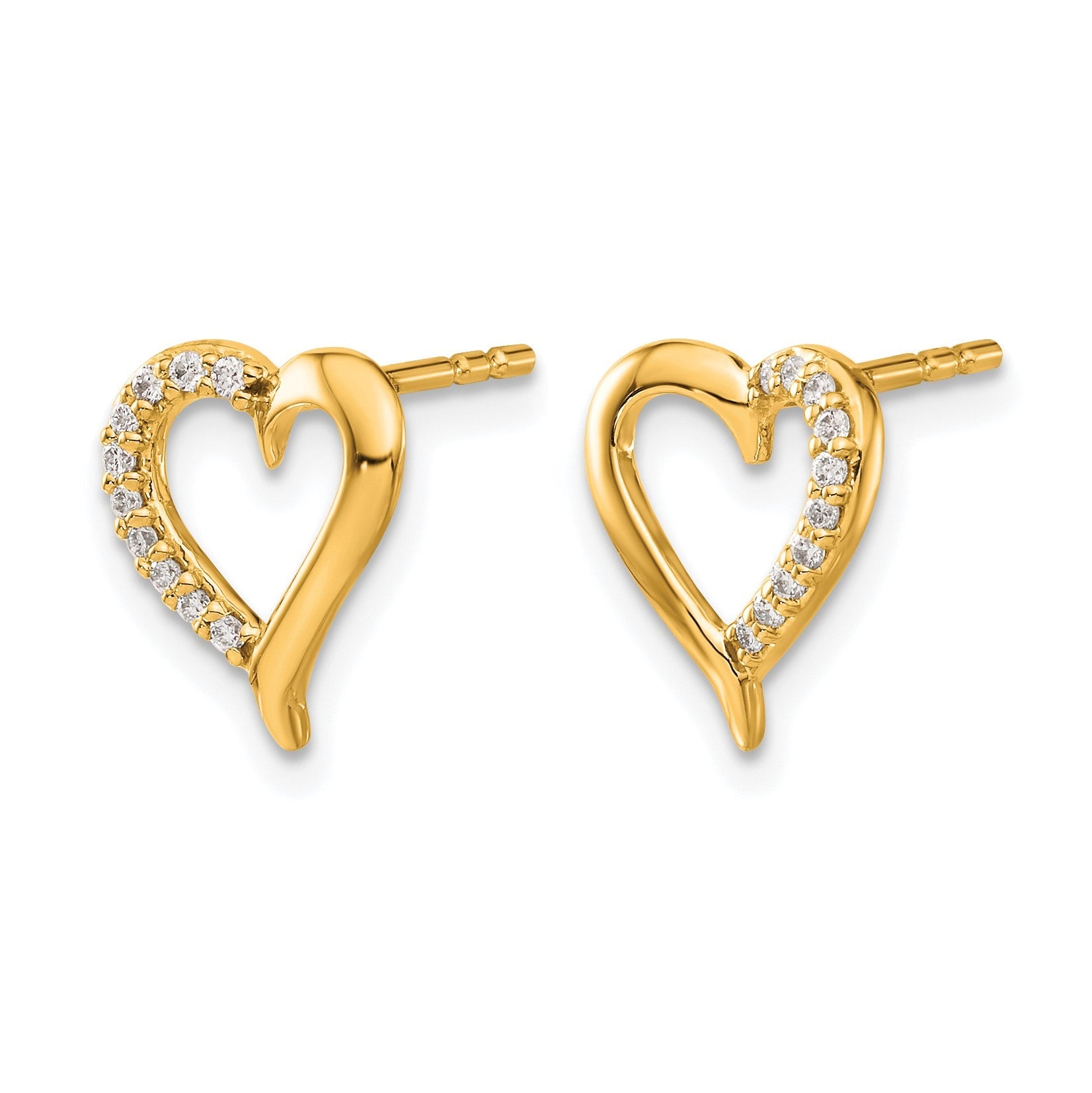 14K Gelbgold Diamant-Herz-Ohrstecker