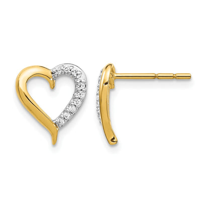14K Gelbgold Diamant-Herz-Ohrstecker