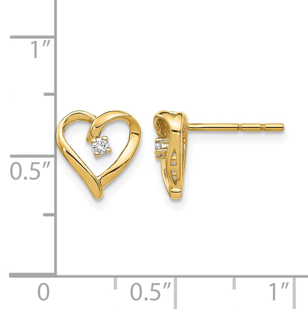 14K Gelbgold Ohrringe mit echten Diamanten in Herzform