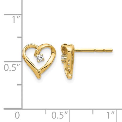 14K Gelbgold Ohrringe mit echten Diamanten in Herzform