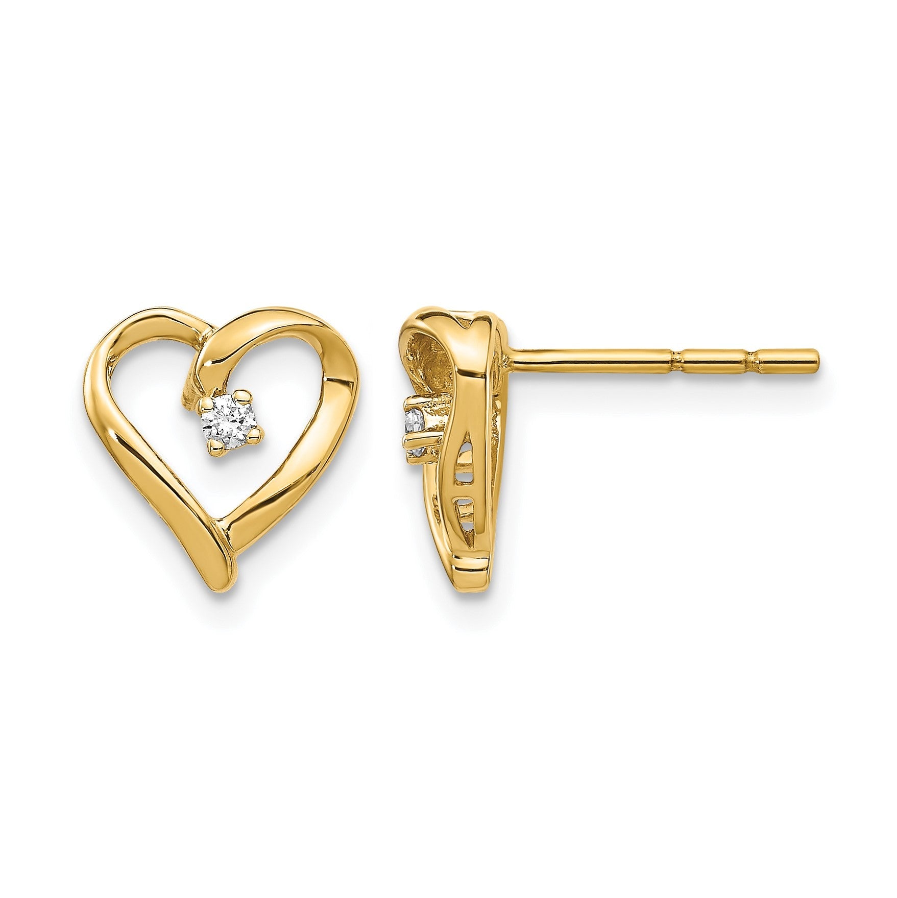 14K Gelbgold Ohrringe mit echten Diamanten in Herzform
