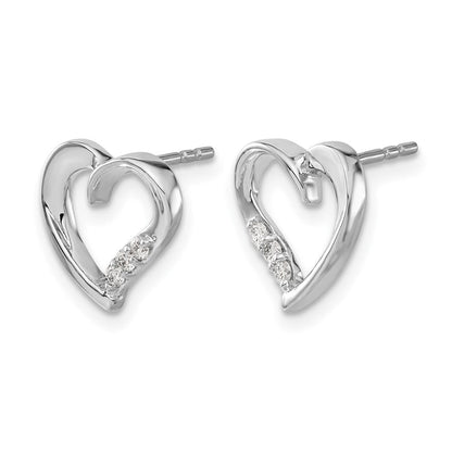 14K Weißgold Herz-Ohrringe mit echten Diamanten