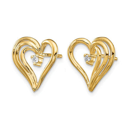 14K Gold Diamant-Herz-Ohrringe, Gelbgold
