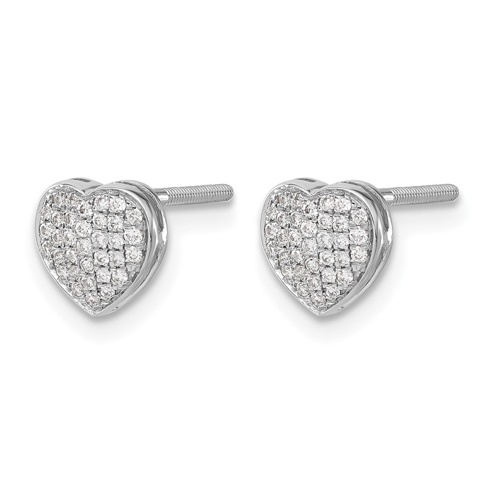 14K Weißgold Diamant-Herz-Ohrstecker mit Laborgezüchteten Diamanten VS/SI+ G+ und Schraubverschluss