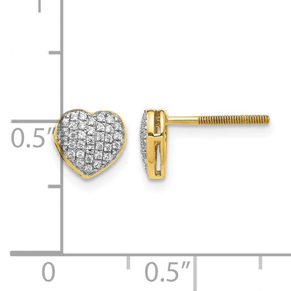14K Gelbgold Herz-Ohrstecker mit Laborgezüchteten Diamanten VS/SI+ G+ und Schraubverschluss