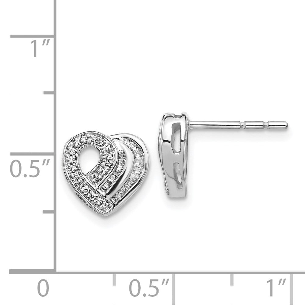 14K Weißgold Herz-Ohrstecker mit echten Diamanten