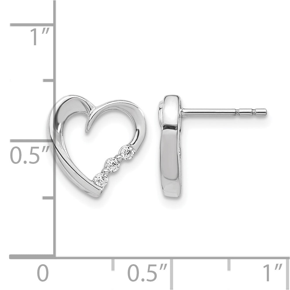 14K Weißgold Herz-Ohrstecker mit echten Diamanten