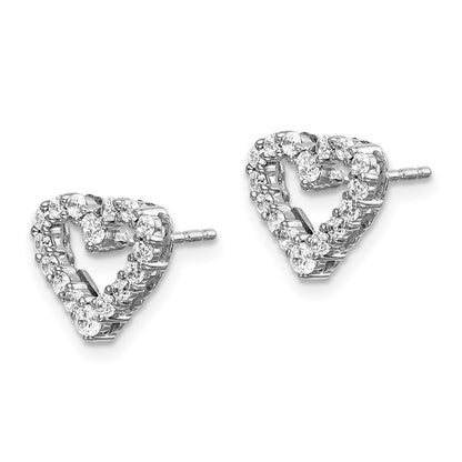 14K Weißgold Ohrstecker mit 0,5 ct. Laborgezüchteten Diamanten, VS/SI+ G+, komplettes Herz