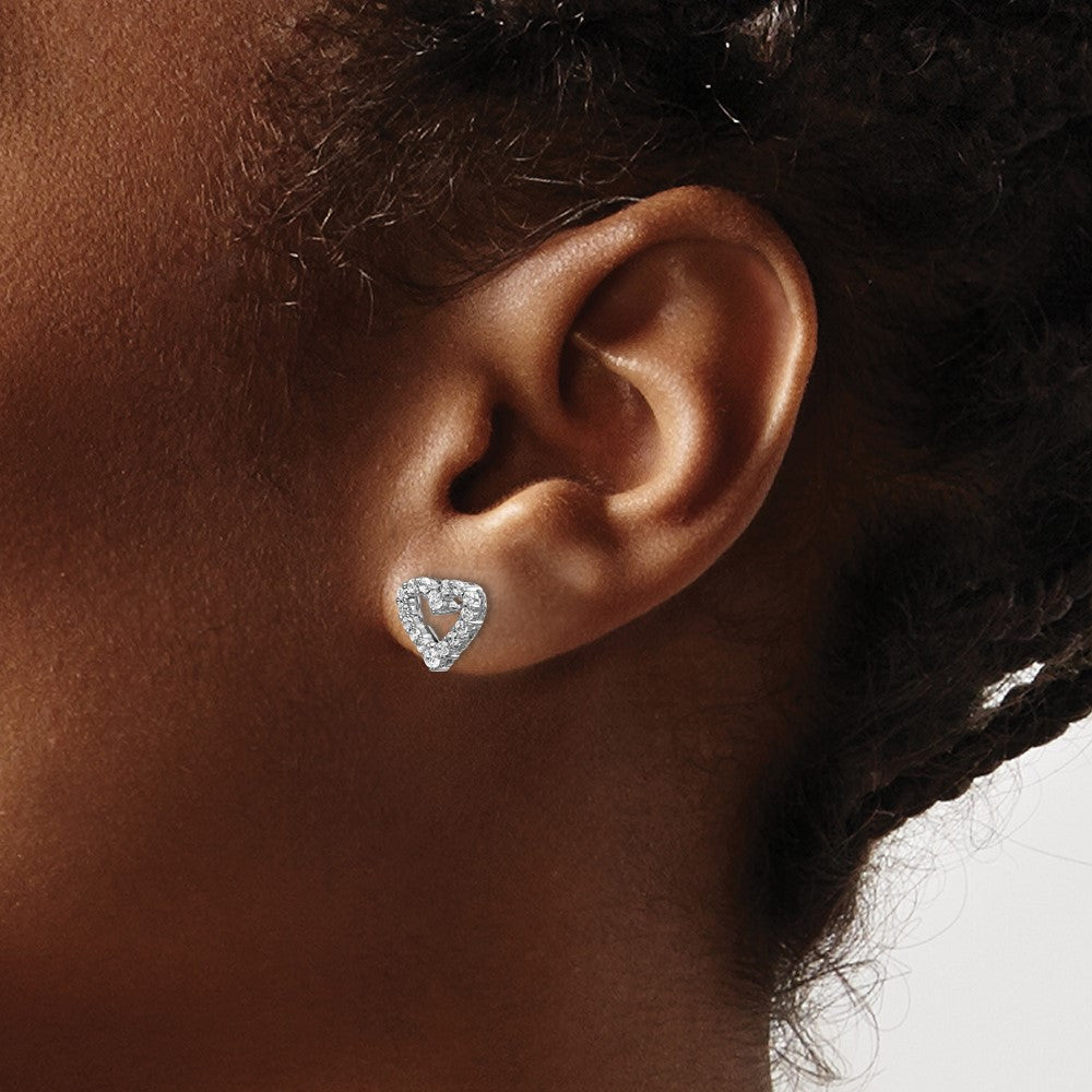 14K Weißgold Ohrstecker mit 0,5 ct. Laborgezüchteten Diamanten, VS/SI+ G+, komplettes Herz