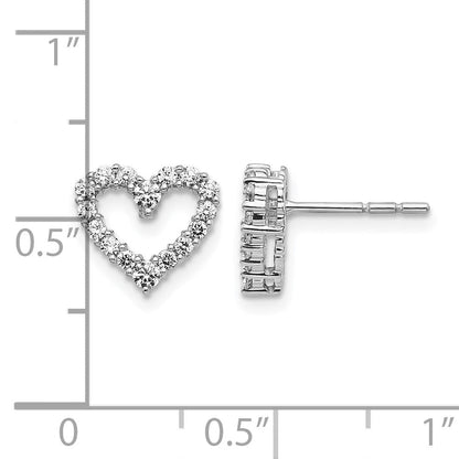 14K Weißgold Ohrstecker mit 0,5 ct. Laborgezüchteten Diamanten, VS/SI+ G+, komplettes Herz