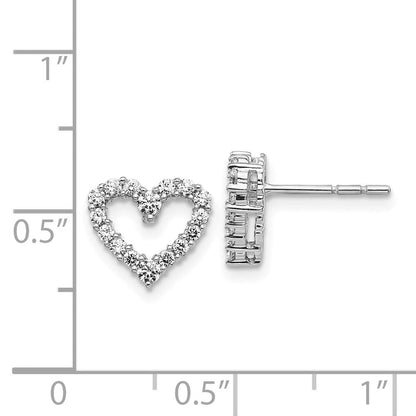 14K Weißgold Ohrringe mit echten Diamanten in Herzform