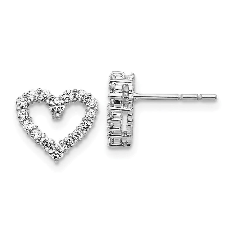 14K Weißgold Ohrstecker mit 0,5 ct. Laborgezüchteten Diamanten, VS/SI+ G+, komplettes Herz