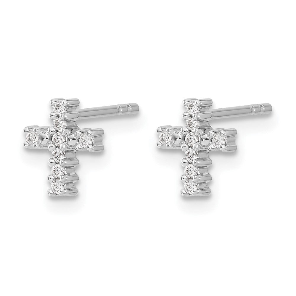 10K Weißgold Poliert Diamant Kreuz Ohrstecker