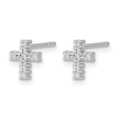 10K Weißgold Poliert Diamant Kreuz Ohrstecker