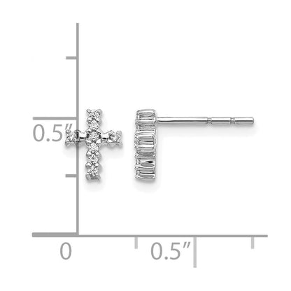 10K Weißgold Poliert Diamant Kreuz Ohrstecker