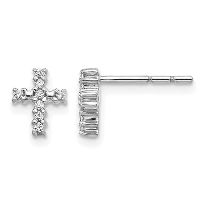 10K Weißgold Poliert Diamant Kreuz Ohrstecker