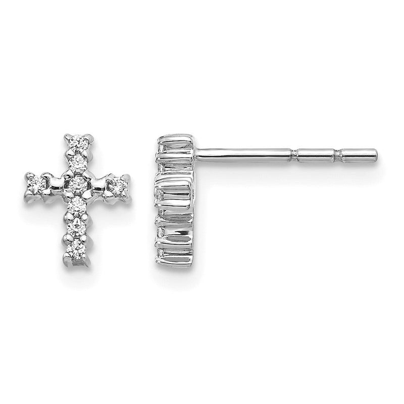10K Weißgold Poliert Diamant Kreuz Ohrstecker