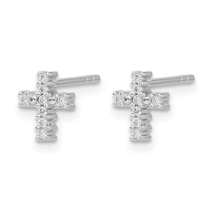 14K Weißgold Kreuz-Ohrstecker mit 0,10 ct. Laborgezüchteten Diamanten VS/SI+ G+