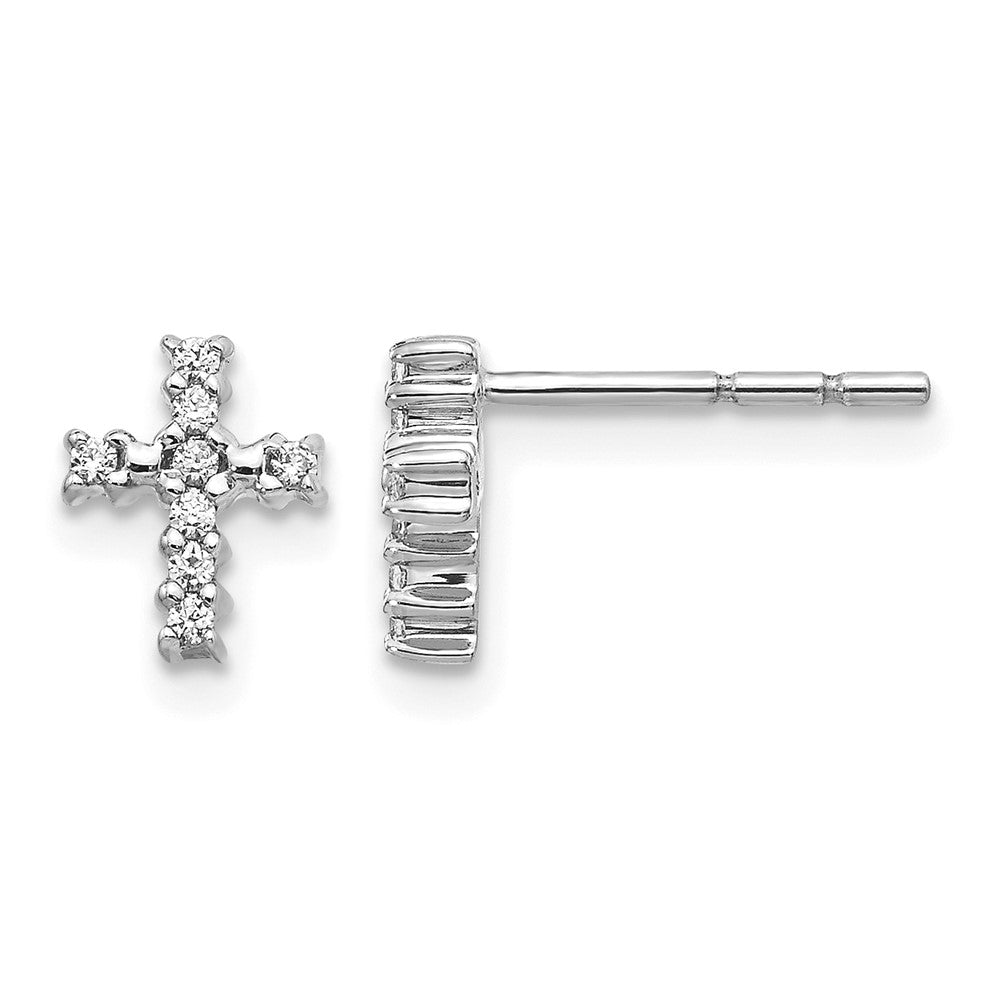 14K Weißgold Kreuz-Ohrstecker mit 0,10 ct. Laborgezüchteten Diamanten VS/SI+ G+
