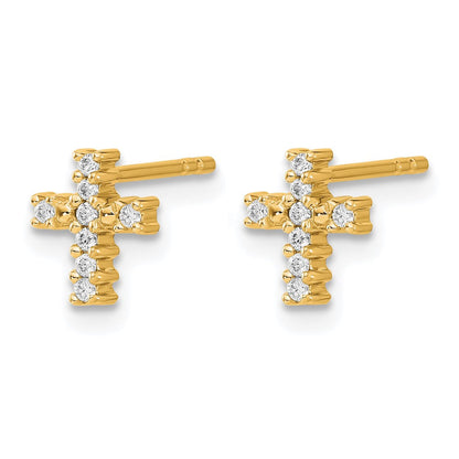 14K Gelbgold Kreuz-Ohrstecker mit 0,1 ct. Laborgezüchteten Diamanten VS/SI+ G+