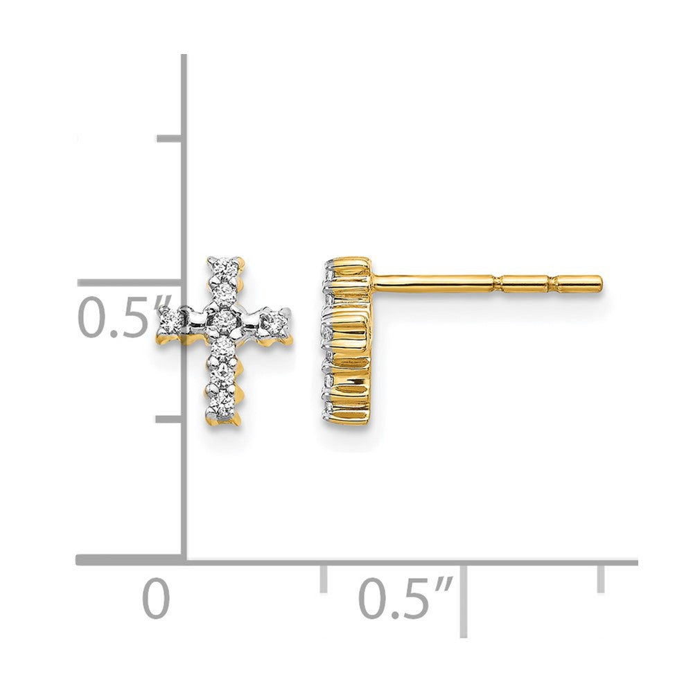 14K Gelbgold Kreuz-Ohrstecker mit 0,1 ct. Laborgezüchteten Diamanten VS/SI+ G+