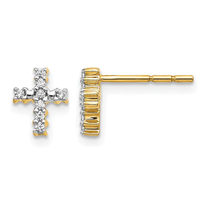 14K Gelbgold Kreuz-Ohrstecker mit 0,1 ct. Laborgezüchteten Diamanten VS/SI+ G+
