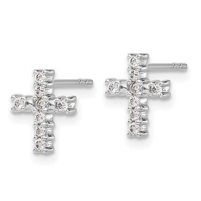 14K Weißgold Diamant-Kreuz-Ohrstecker, poliert