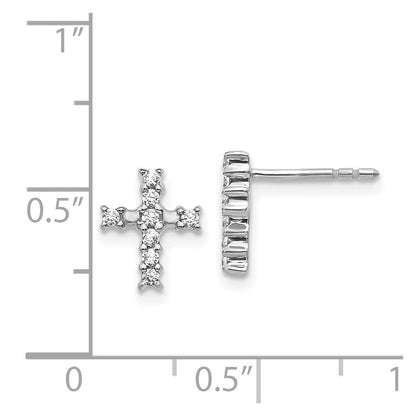 14K Weißgold Diamant-Kreuz-Ohrstecker, poliert