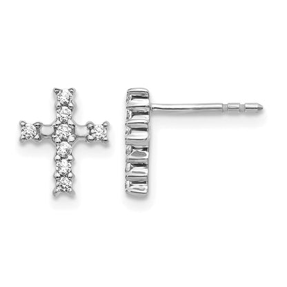 14K Weißgold Kreuz-Ohrstecker mit 0,2 ct. Labordiamanten VS/SI+ G+