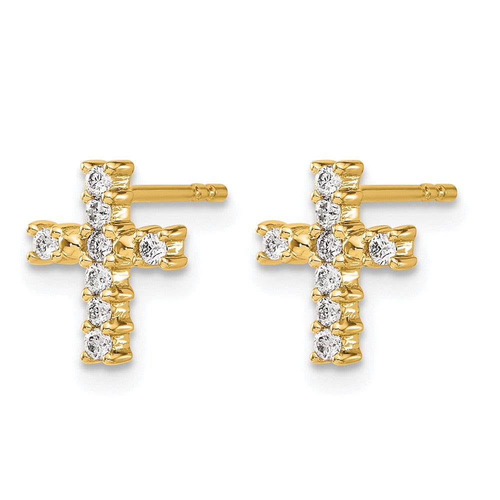 14K Gelbgold Kreuz-Ohrstecker mit 0,2 ct. Laborgezüchteten Diamanten VS/SI+ G+