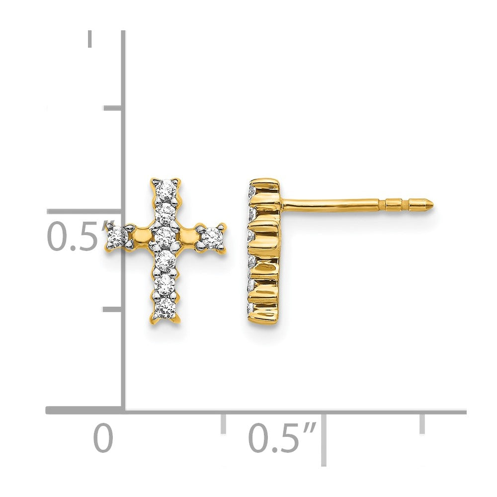 14K Gelbgold Kreuz-Ohrstecker mit 0,2 ct. Laborgezüchteten Diamanten VS/SI+ G+