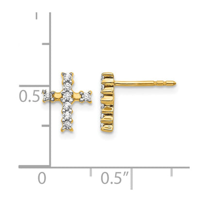 14K Gelbgold Kreuz-Ohrstecker mit 0,2 ct. Laborgezüchteten Diamanten VS/SI+ G+