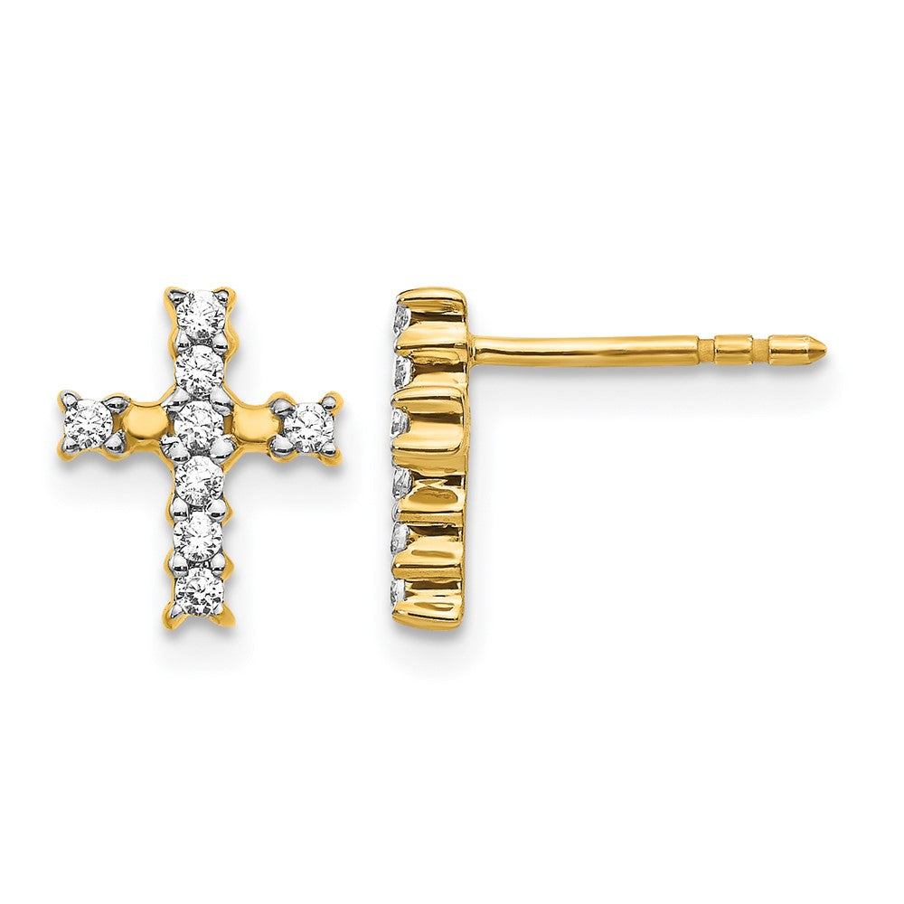 14K Gelbgold Kreuz-Ohrstecker mit 0,2 ct. Laborgezüchteten Diamanten VS/SI+ G+