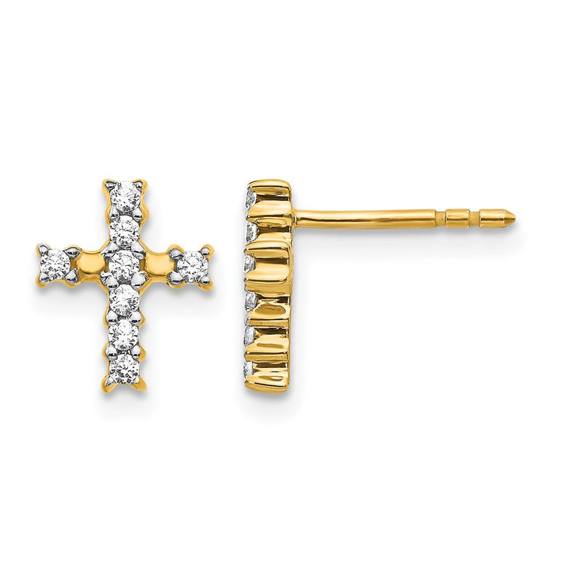14K Gelbgold Kreuz-Ohrstecker mit 0,2 ct. Laborgezüchteten Diamanten VS/SI+ G+