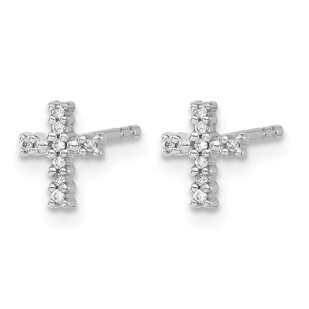 10K Weißgold Poliert Diamant Kreuz Ohrstecker