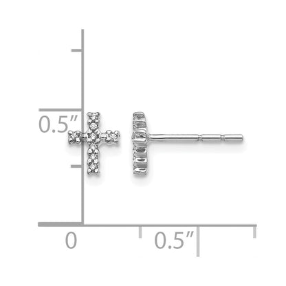 10K Weißgold Poliert Diamant Kreuz Ohrstecker