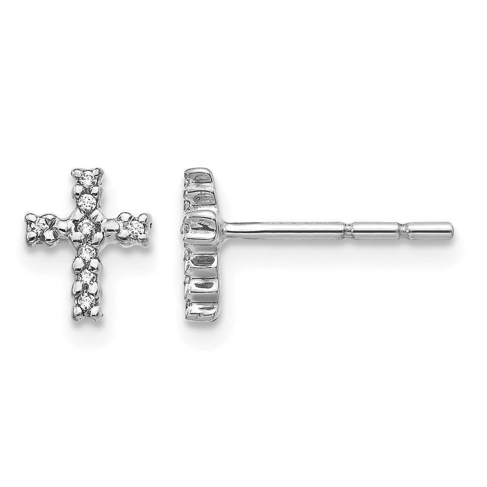 10K Weißgold Poliert Diamant Kreuz Ohrstecker