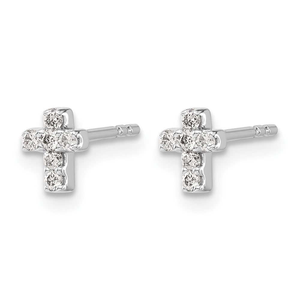 14K Weißgold Ohrringe mit echten Diamanten in Kreuzform