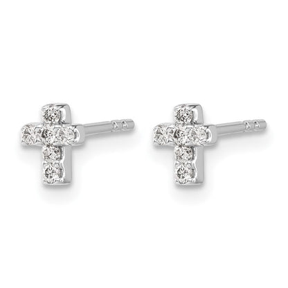 14K Weißgold Ohrringe mit echten Diamanten in Kreuzform