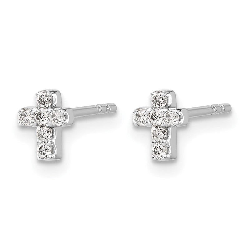 14K Weißgold Ohrringe mit echten Diamanten in Kreuzform