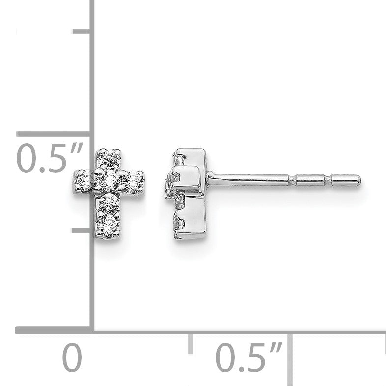 14K Weißgold Ohrringe mit echten Diamanten in Kreuzform