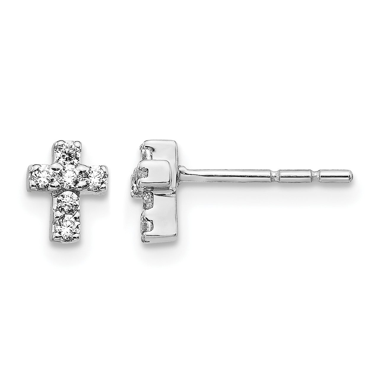 14K Weißgold Ohrringe mit echten Diamanten in Kreuzform