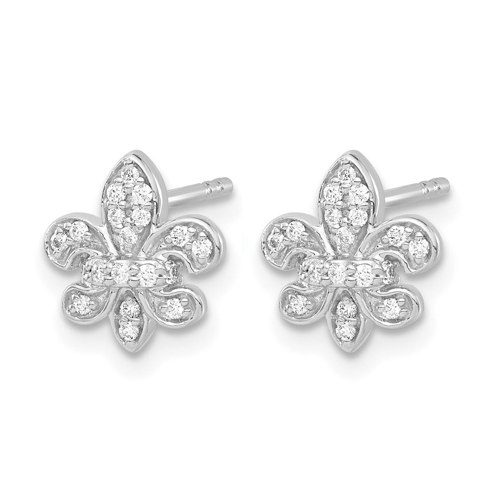 14K Weißgold Fleur-de-Lis-Ohrstecker mit im Labor gezüchteten Diamanten, VS/SI+ G+