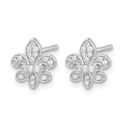 14K Weißgold Fleur-de-Lis-Ohrstecker mit im Labor gezüchteten Diamanten, VS/SI+ G+