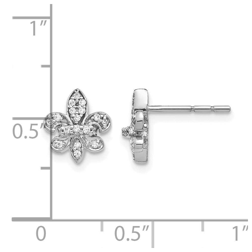 14K Weißgold Fleur-de-Lis-Ohrstecker mit im Labor gezüchteten Diamanten, VS/SI+ G+