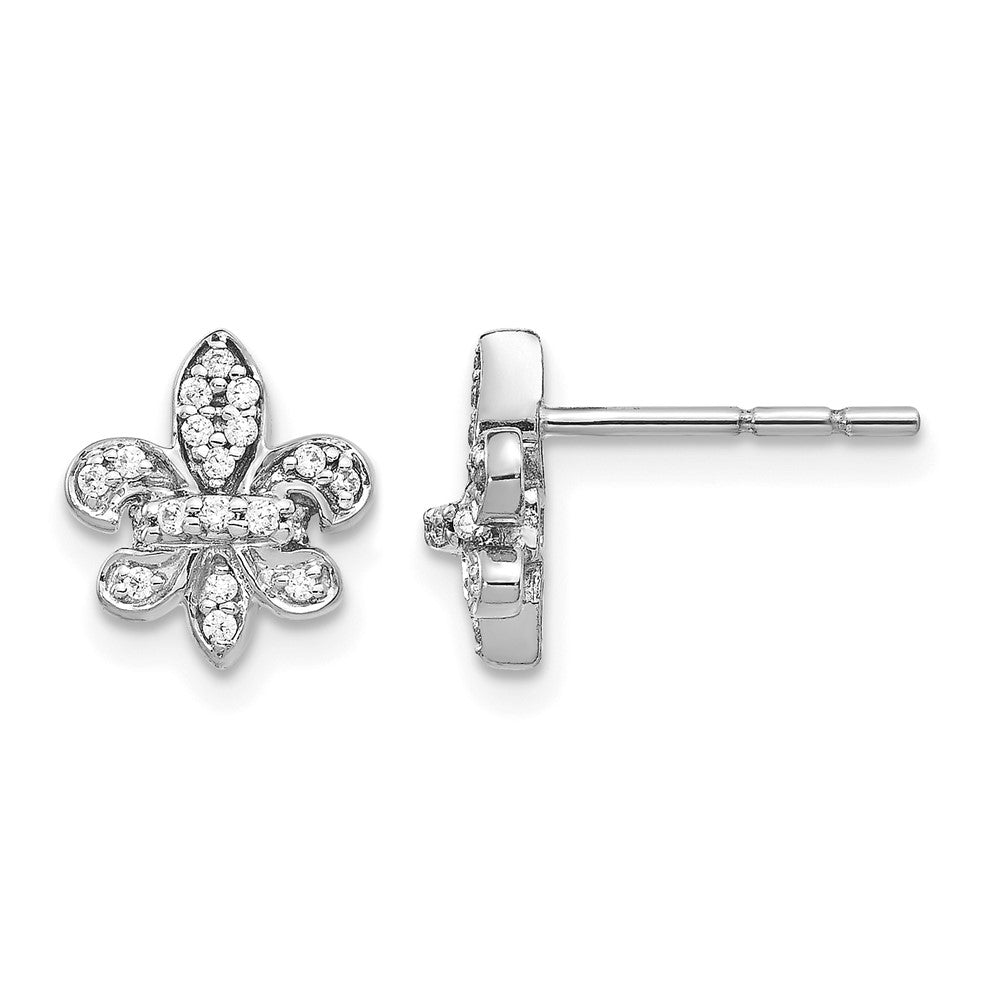 14K Weißgold Fleur-de-Lis-Ohrstecker mit im Labor gezüchteten Diamanten, VS/SI+ G+