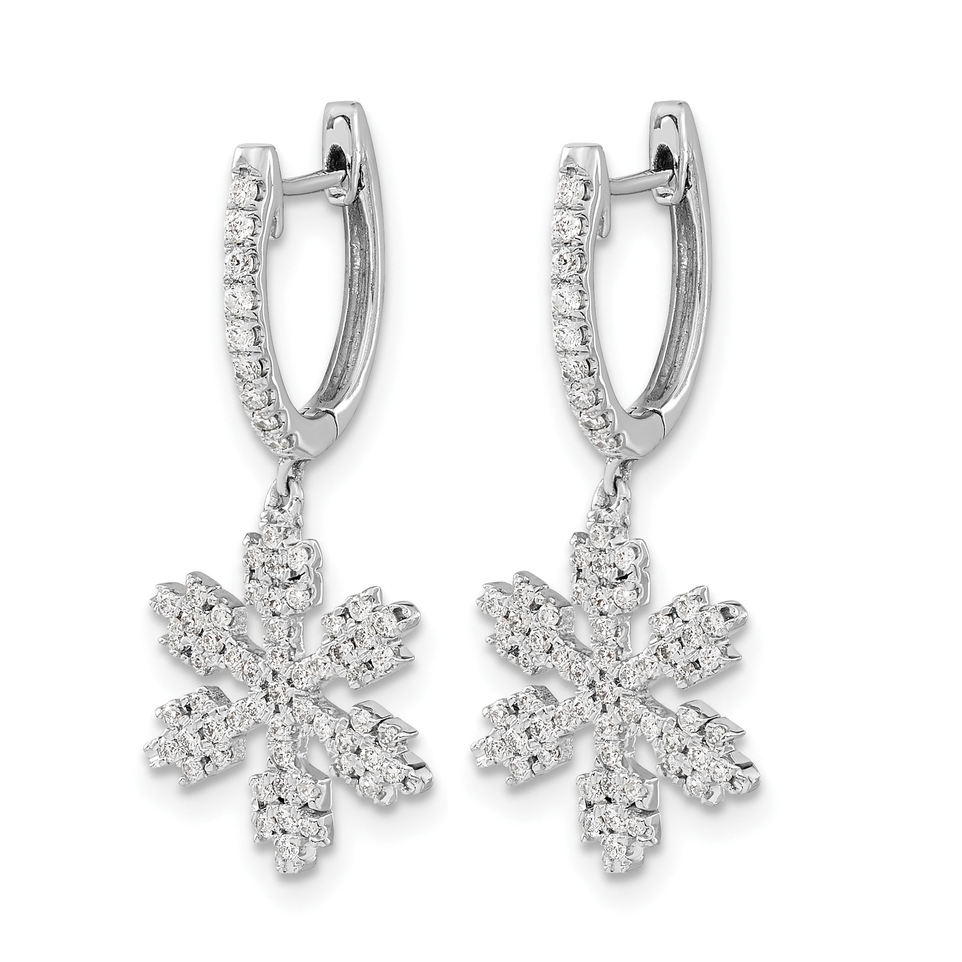 14K Weißgold Schneeflocken-Ohrringe mit echten Diamanten