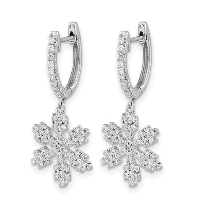 14K Weißgold Schneeflocken-Ohrringe mit echten Diamanten