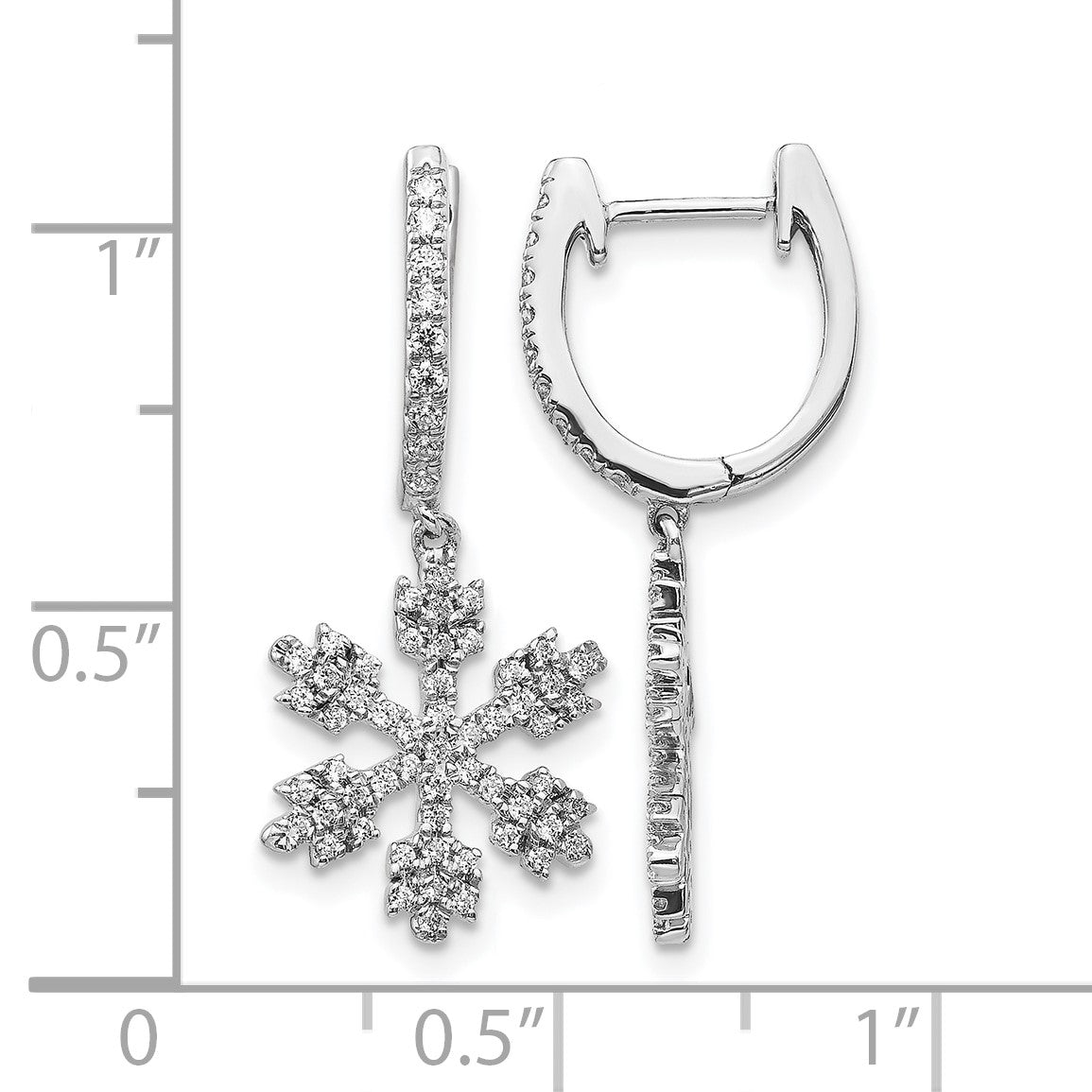 14K Weißgold Schneeflocken-Ohrringe mit echten Diamanten