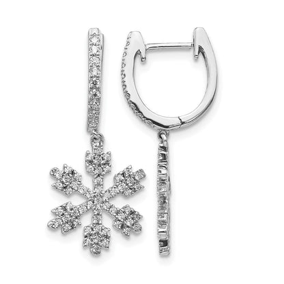 14K Weißgold Schneeflocken-Ohrringe mit echten Diamanten